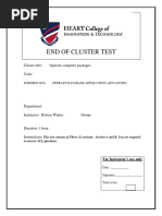 Hcit End of Cluster Test Databasae Practical