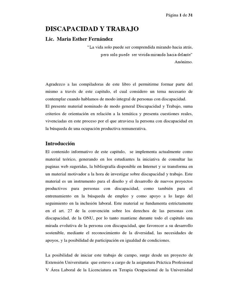 Discapacidad y Trabajo | PDF | Invalidez | Derecho laboral