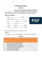 Questionnaire For Students Section-I: SR - No Statement Sda Da Ud A SA Planning For Class