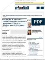 ADVANCES in IMAGING - Fresnel Incoherent Correlation Holography (FINCH) - A Different Way of 3D Imaging - Laser Focus World