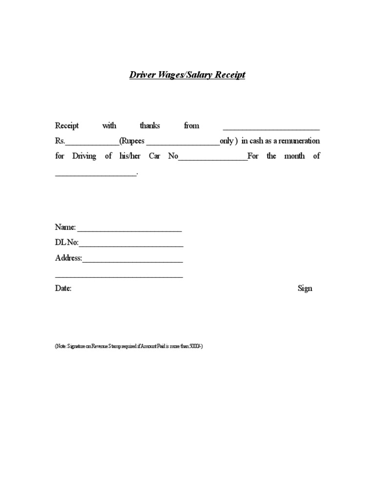 receipt format driver cash salary for Salary Template Driver Receipt receipt format driver cash salary for Salary Template Driver Receipt