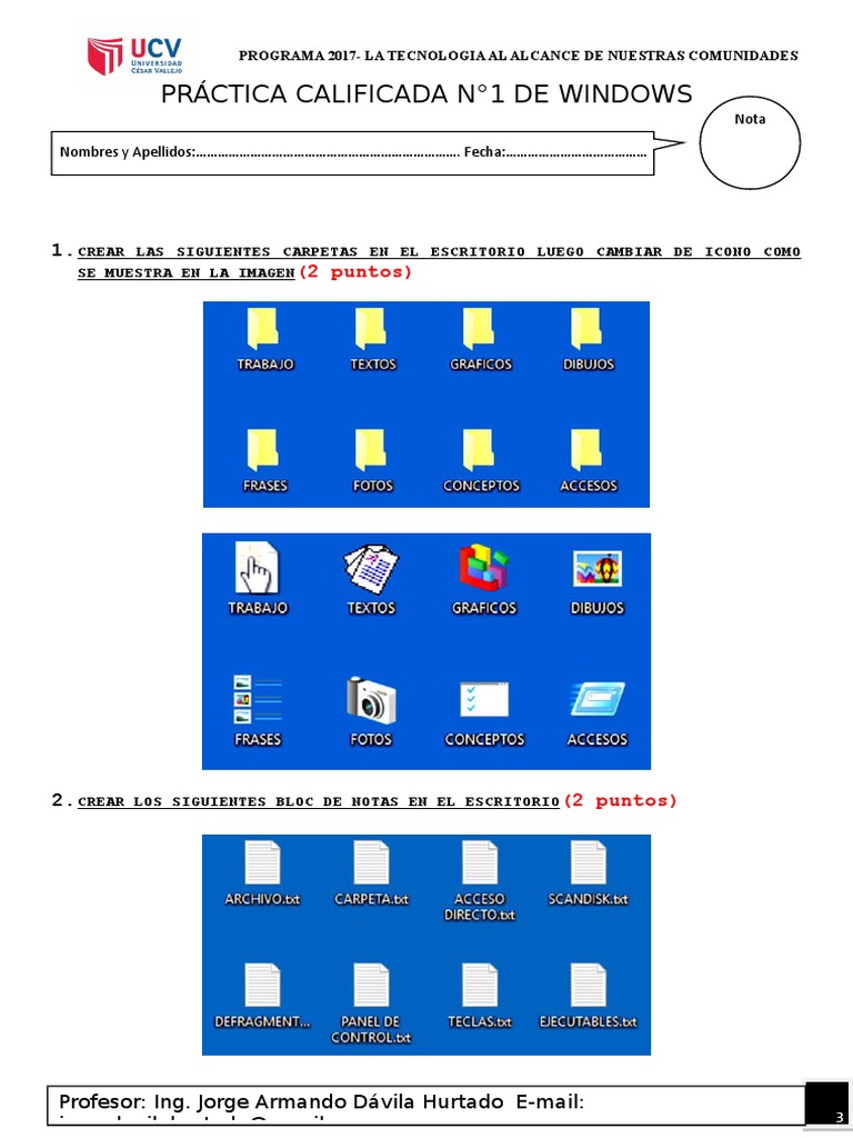 Práctica de Windows UCV: Creación y Configuración | PDF | Archivo de ...