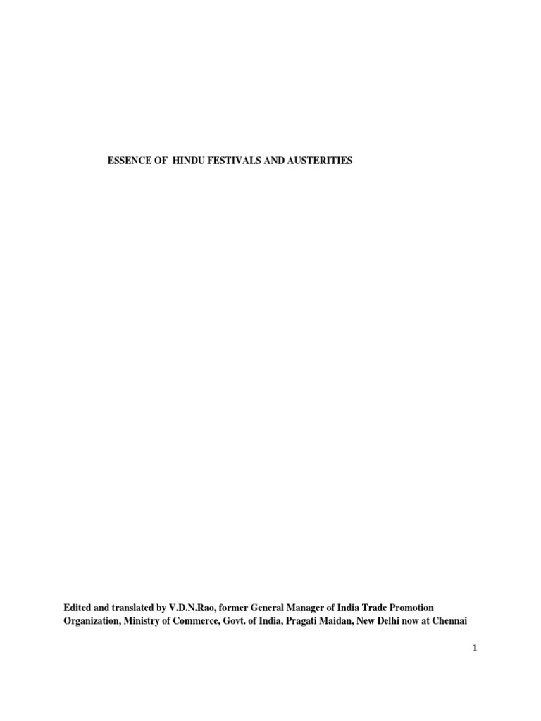 Essence of Hindu Festivals and Austerities | PDF | Hindu Behaviour And ...
