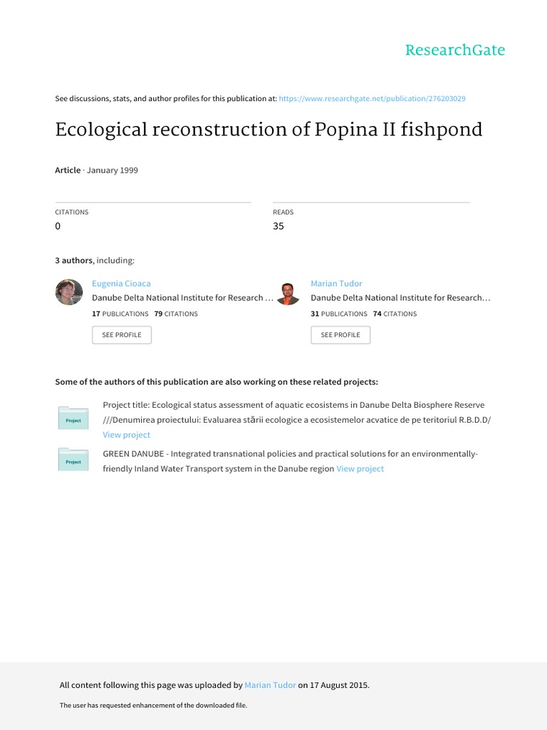 Ecological Reconstruction of Popina II Fishpond: Article | PDF