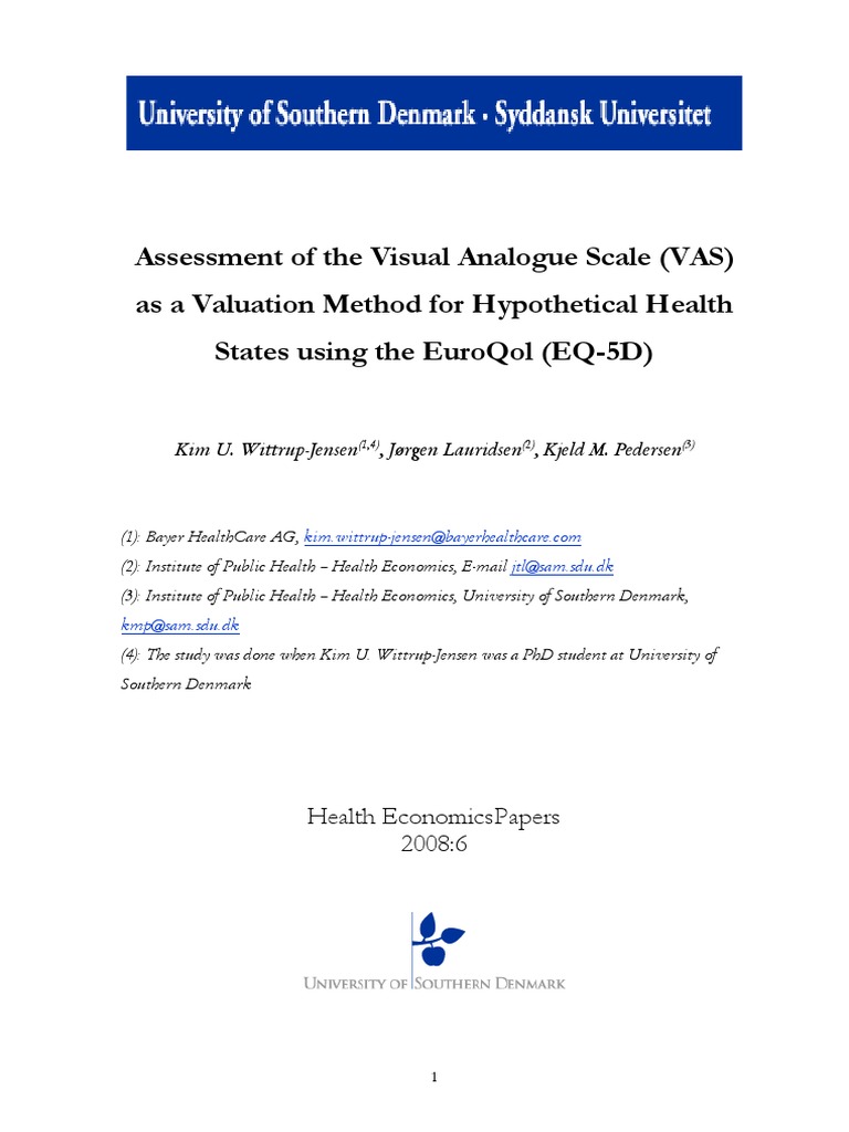 Assessment of The Visual Analogue Scale (Vas) As A Valuation Method For ...