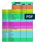 Timetable: Date Subject Source Status