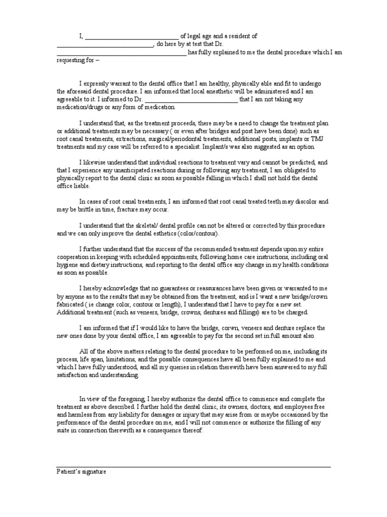 Full Waiver PDF Dentistry Dental Implant