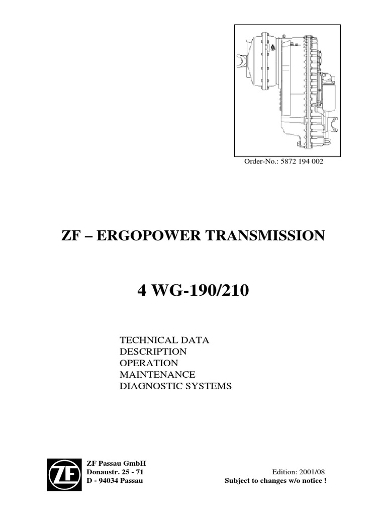 Zf 5872 194 002 Ergopower Transmission 4 Wg-190_210 | Automatic  Transmission | Transmission (Mechanics)