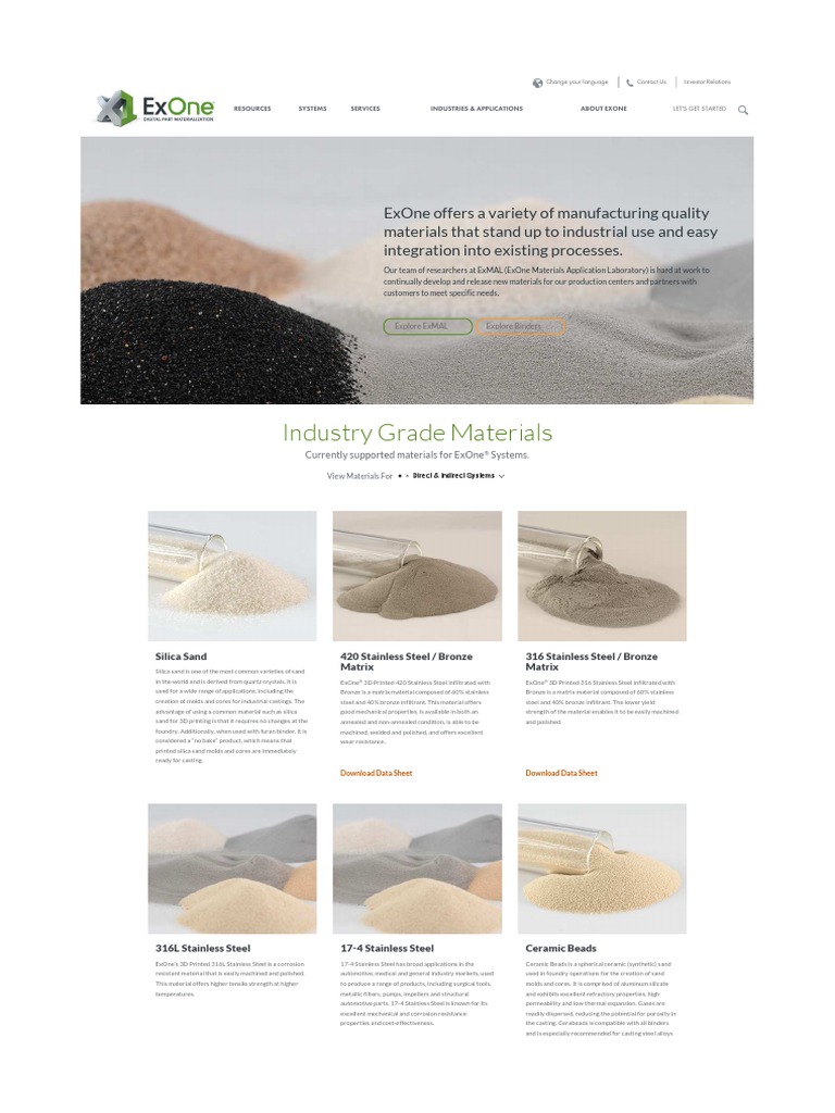 3D Printing Materials - ExOne PDF | PDF | Foundry | Stainless Steel