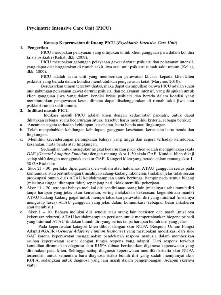Psychiatric Intensive Care Unit | PDF