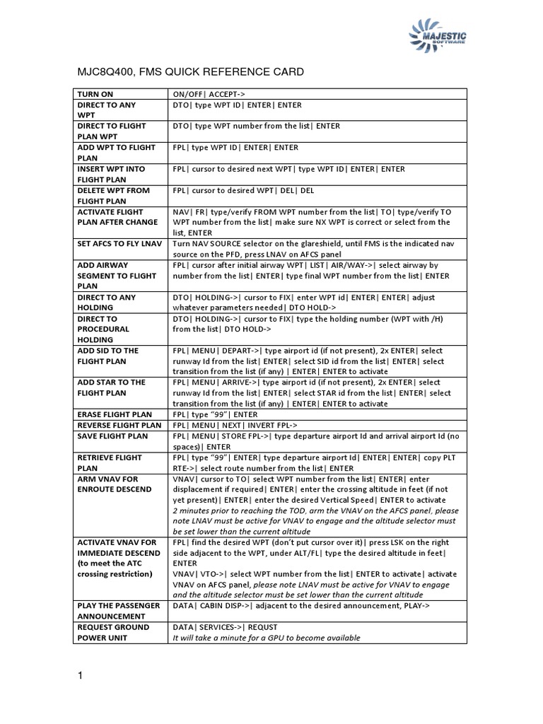 FMSQuickReferenceCard PDF | PDF | Transport Accidents And Incidents ...