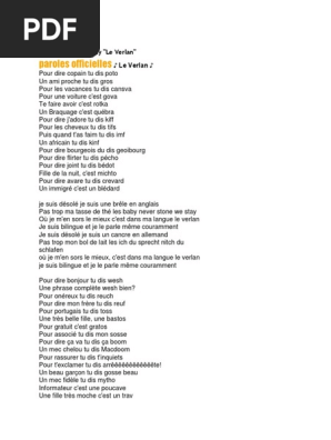 le verlan parole pdf langues arts du langage et discipline