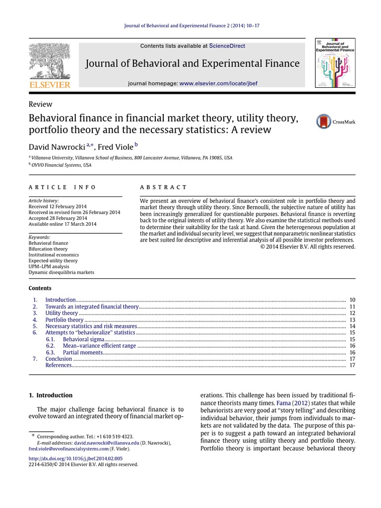 Journal of Behavioral and Experimental Finance Volume 2 Issue 2014 (Doi ...