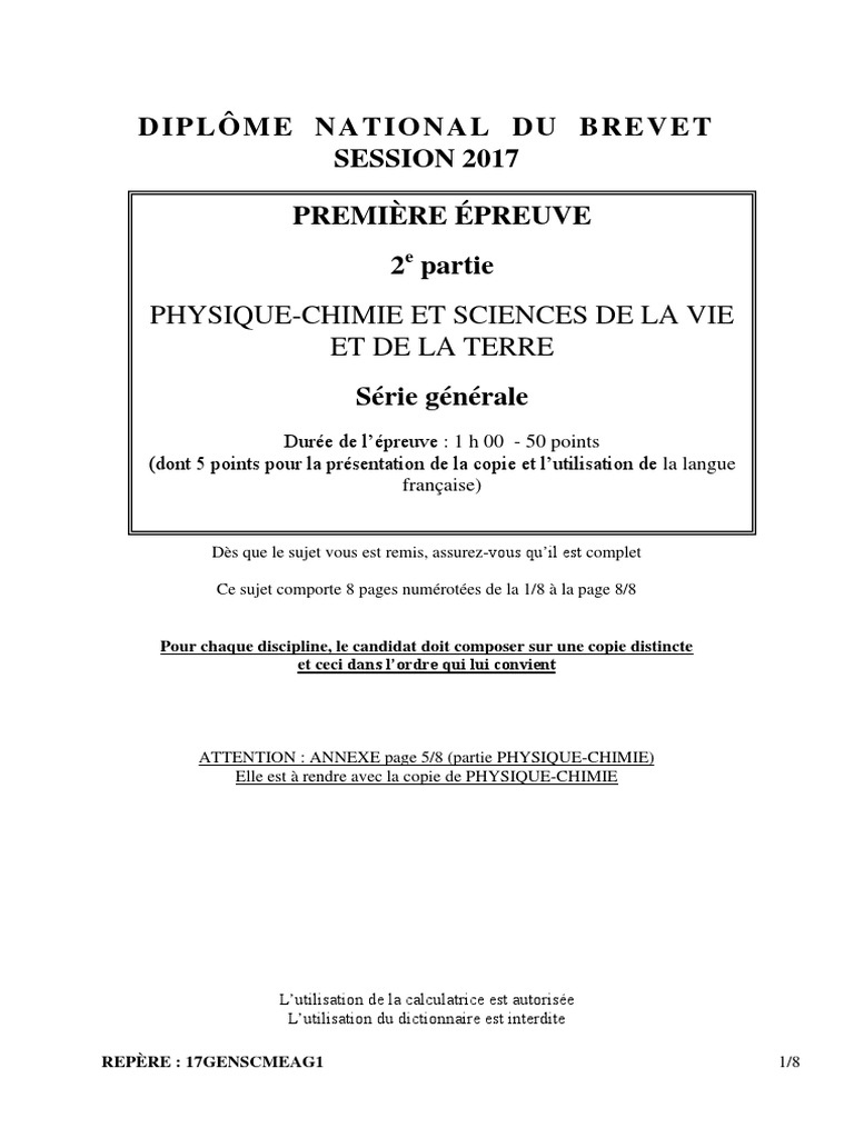 Sujet Brevet Physique Chimie Avec Corrigé 2017 Pdf DNB 2017 Physique Chimie SVT Sujet | PDF | Économie énergétique |  Ressources et consommation énergétiques mondiales