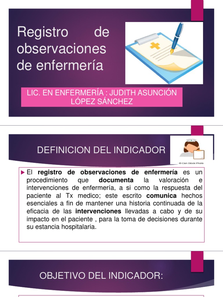 indicador Registro de Observaciones de Enfermería