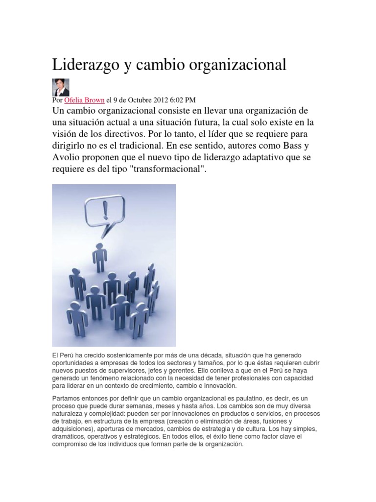 Liderazgo Transformacional en Cambio Organizacional | PDF | Gestión del ...