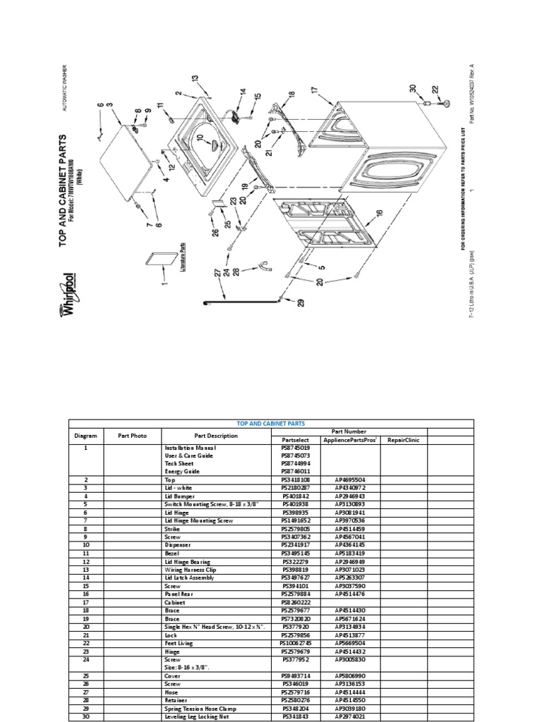 Partes De Lavadora Whirlpool