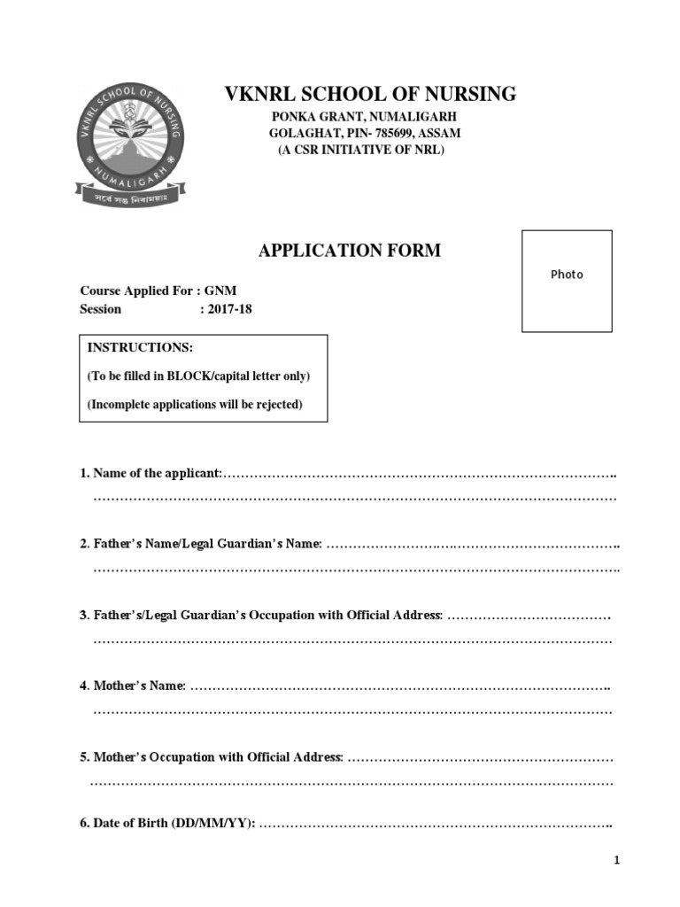 GNM Application Form 2017-18 | PDF | Government