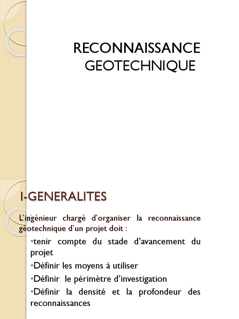Organisation de la reconnaissance géotechnique | PDF | Fondation ...