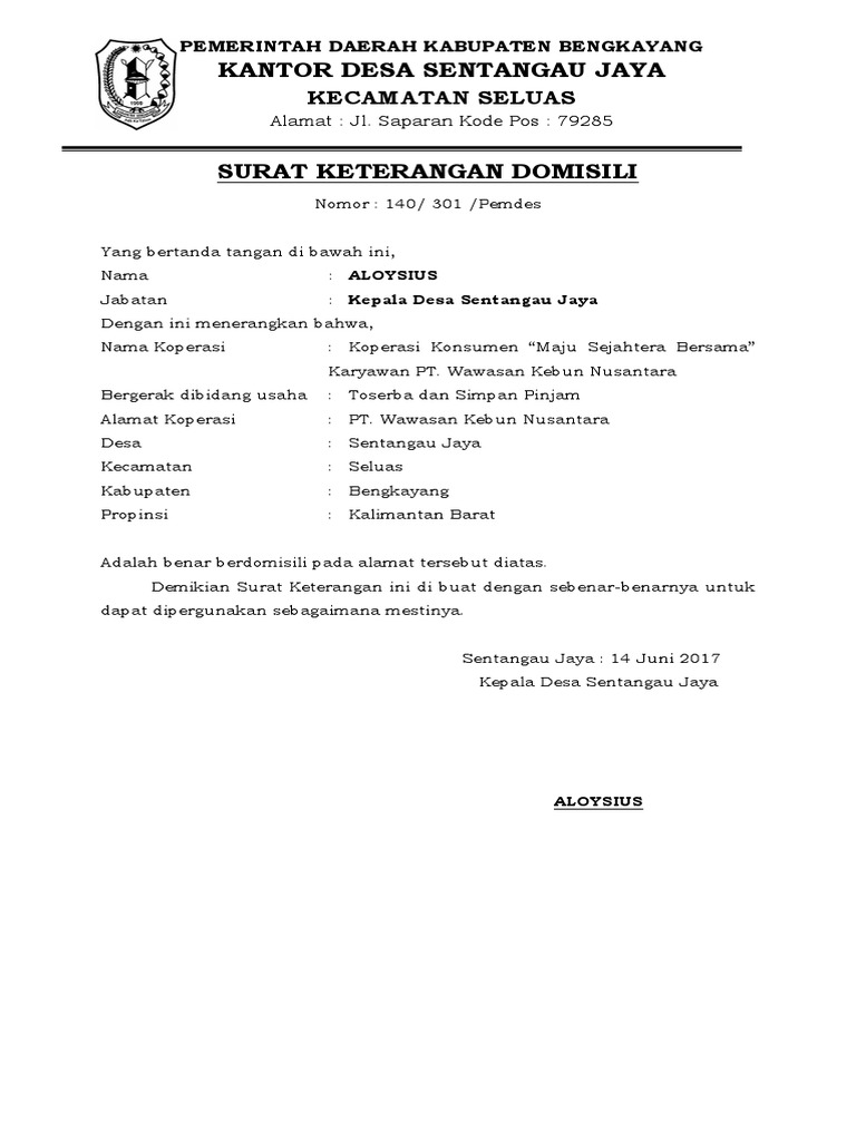 13 Surat Keterangan Domisili Dari Desa
