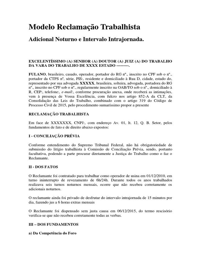 Em Uma Ação Trabalhista O Reclamante Afirma Que Diariamente