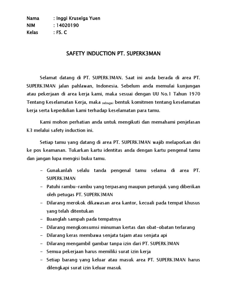 Safety Induction Pt Pdf