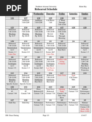 Rehearsal Schedule Example | PDF | Leisure
