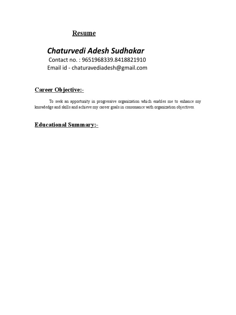Chaturvedi Adesh Sudhakar Resume | PDF