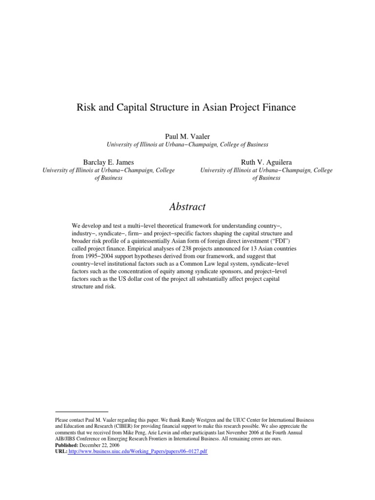 060127 Capital Structure Project Finance PDF PDF Capital