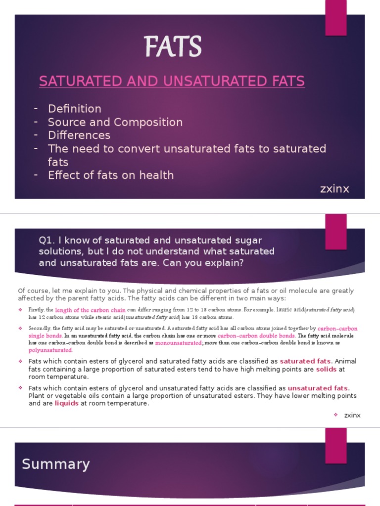 Saturated and Unsaturated Fats | PDF | Saturated Fat | Diet & Nutrition