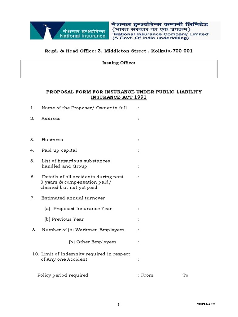 Public Liability Insurance Proposal Form | PDF | Rebate (Marketing ...