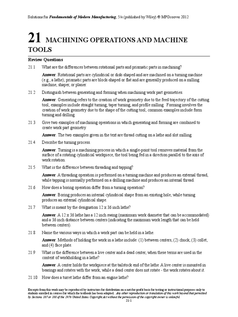 CH 21 | PDF | Machining | Metalworking