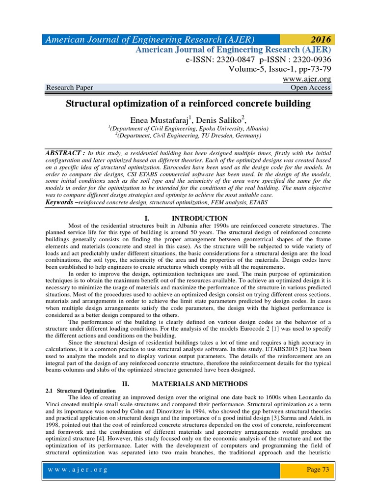 Structural Optimization of A Reinforced Concrete Building | PDF ...