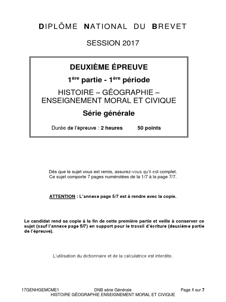 Sujet De Rattrapage Eco Droit Bac Stmg 2017 DNB 2017 Histoire Geo Emc Sujet | PDF | Étalement urbain | Urbanisation