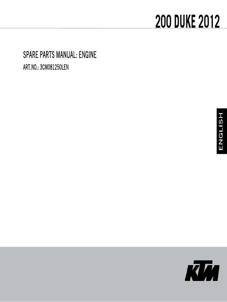 KTM DUKE 200 Spare Parts Manual Engine | PDF | Transmission (Mechanics