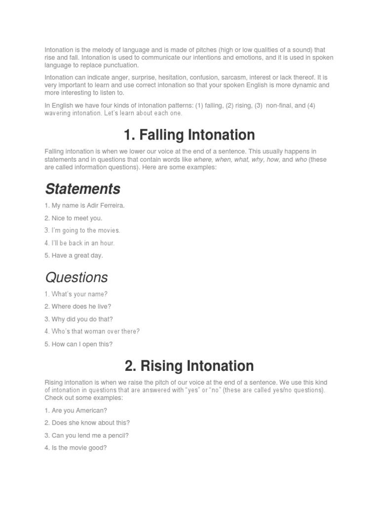 Understanding English Intonation Patterns | PDF | Question | Semiotics