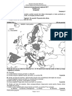 Subiect Geografie BAC 2017