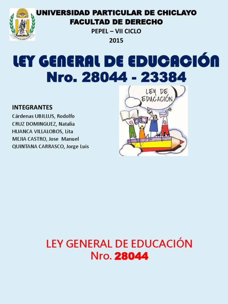 Ley General de Educación N° 28044 | PDF | Educación primaria | Democracia