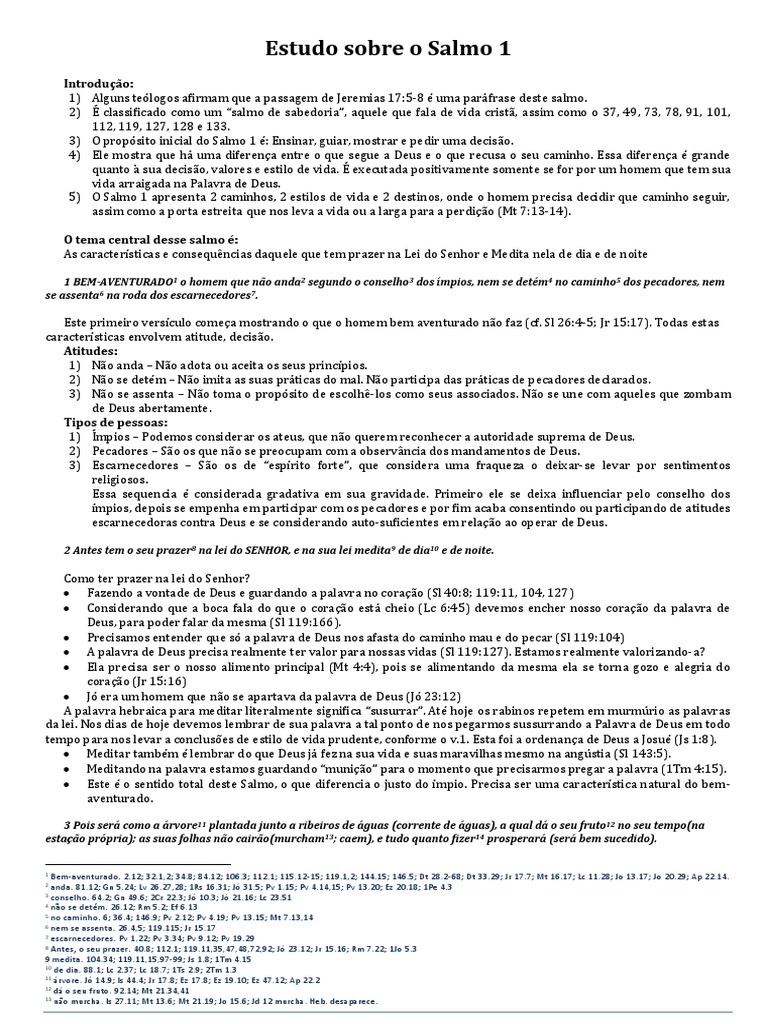 Estudo Sobre o Salmo 1 | PDF | Santo | Salmos