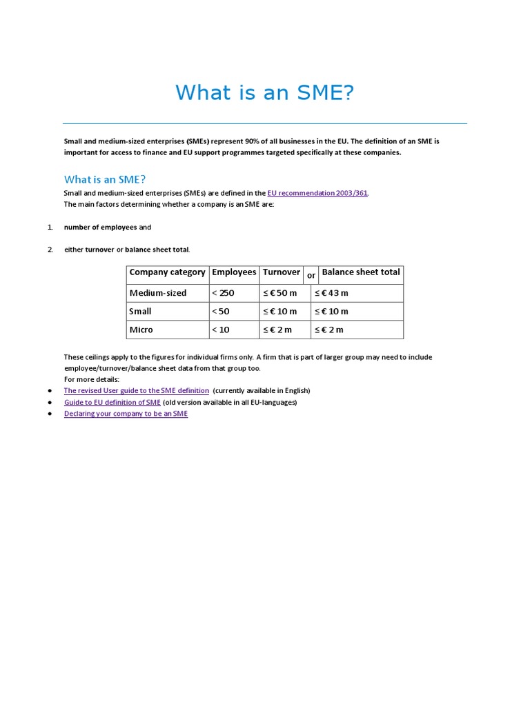 Understanding SME Definitions in the EU | PDF | Business