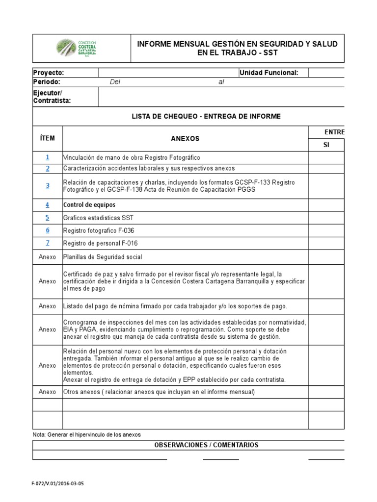 Informe Mensual de Seguridad y Salud SST | PDF | Salud y bienestar ...