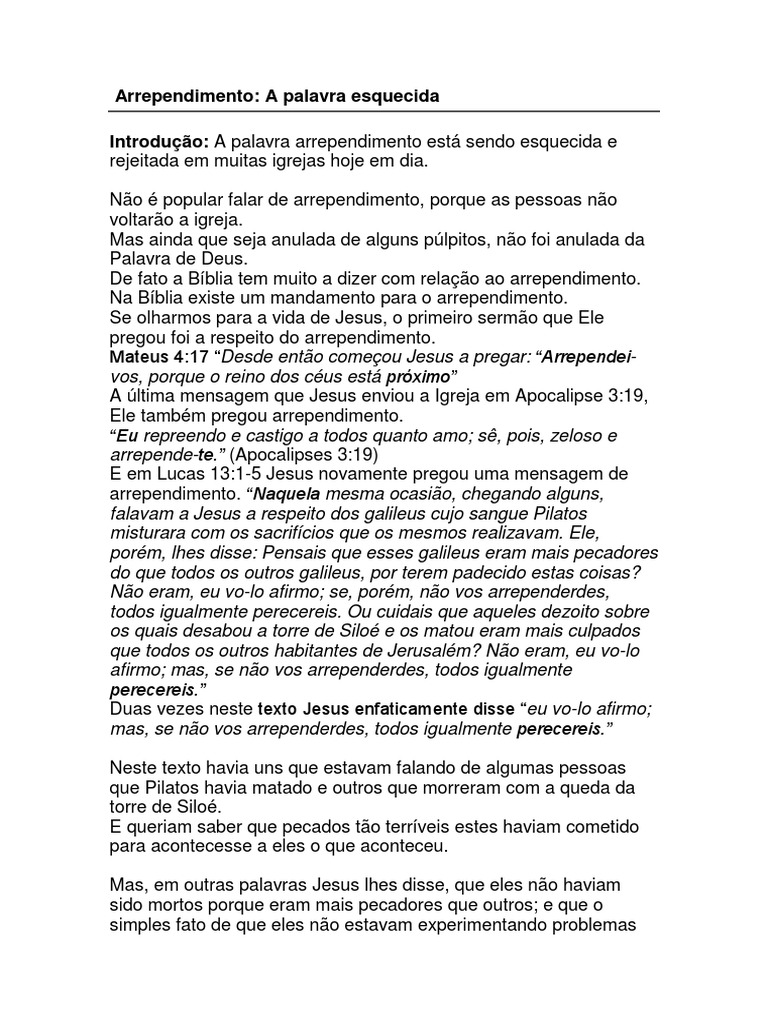 O Verdadeiro Significado do Arrependimento | PDF | Pecado | Jesus