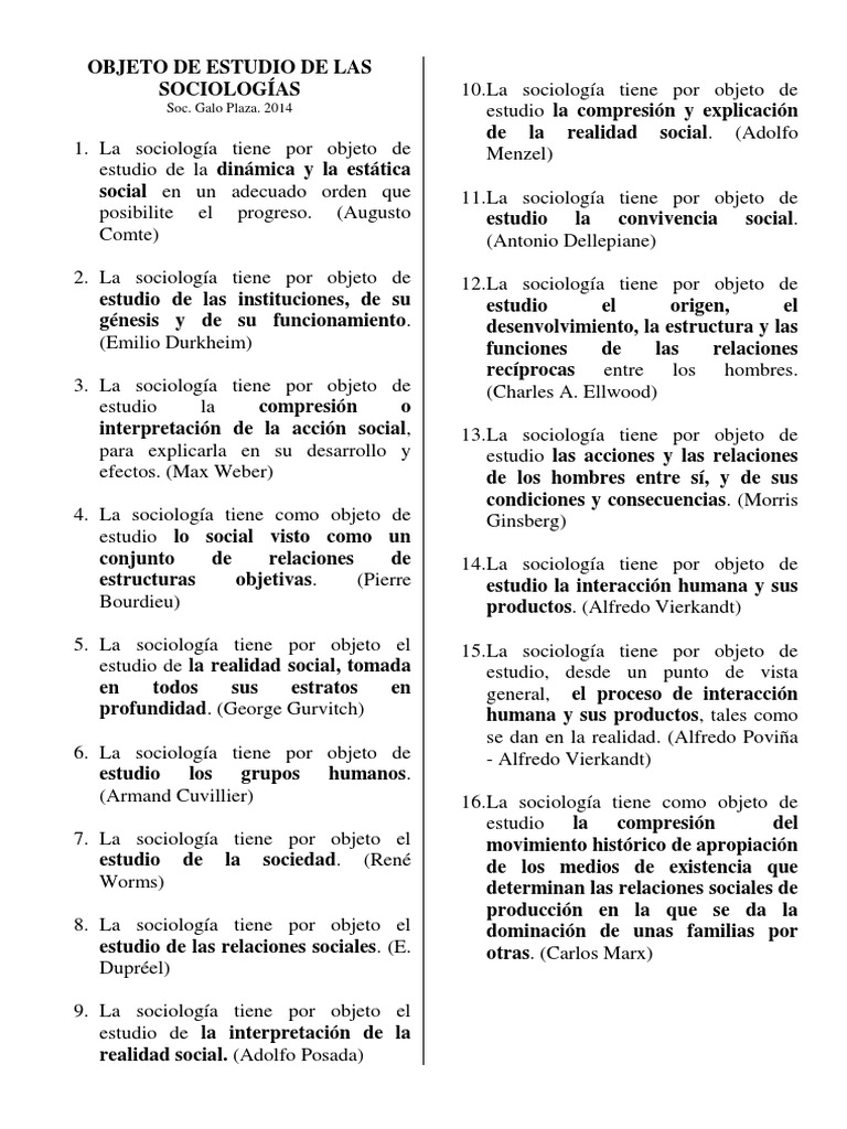 Objeto de Estudio de La Sociología