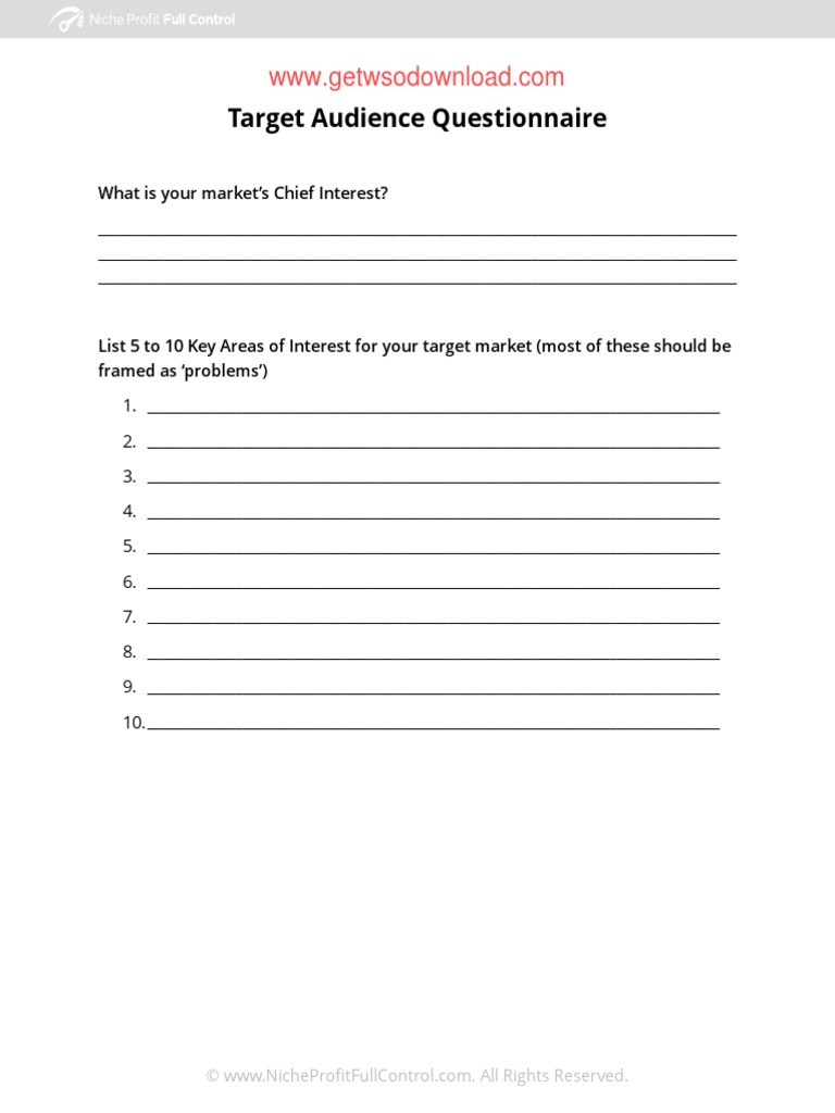 Target Audience Questionnaire | PDF | Career & Growth | Finance & Money ...