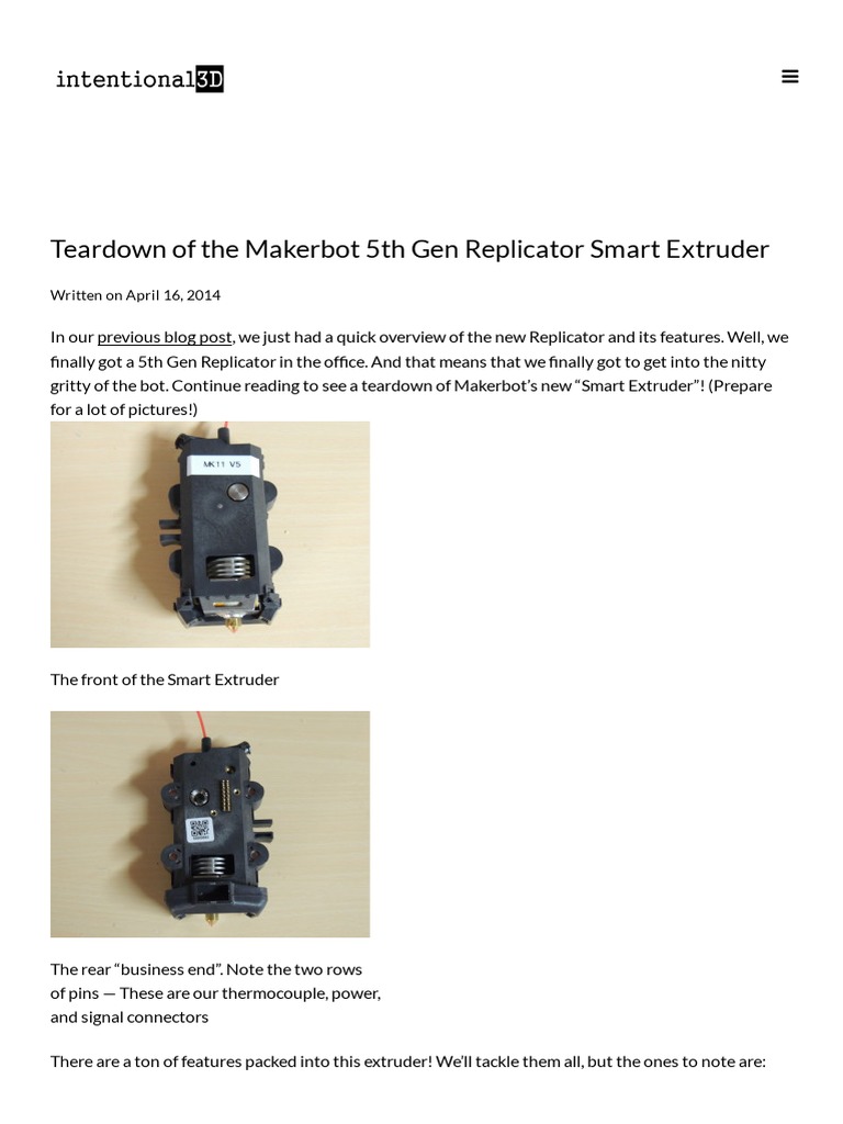 MakerBot 5th Gen Smart Extruder Teardown | PDF | Equipment ...