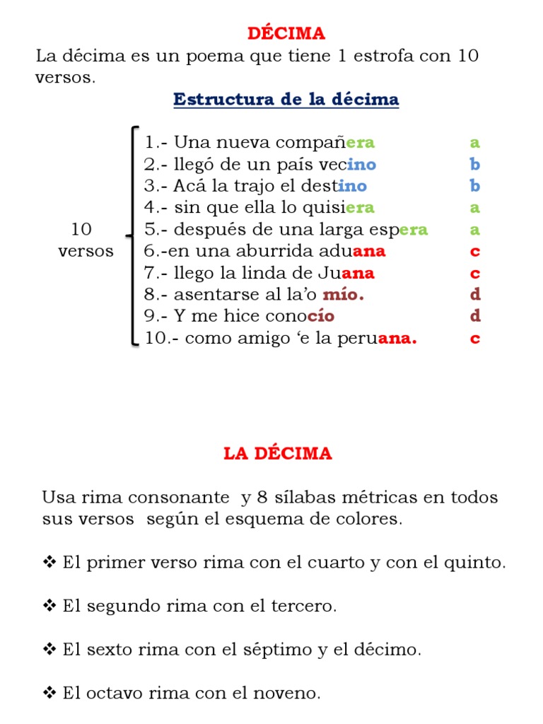 Texto Poetico Decima | PDF | Arte | Poesía