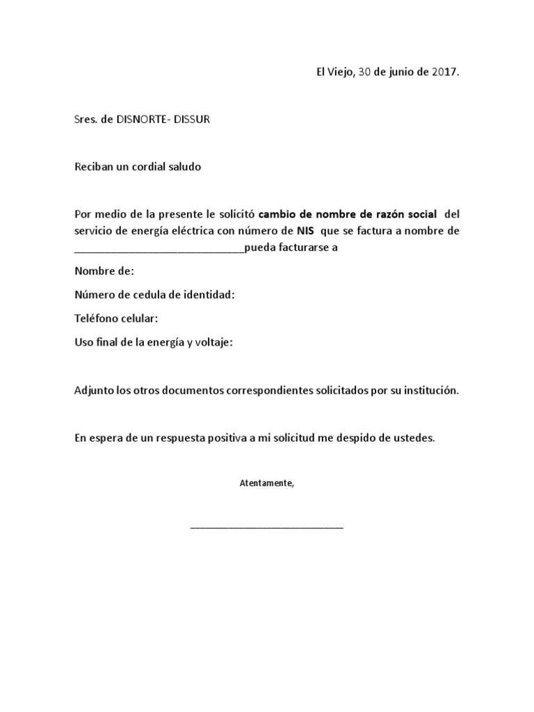 Carta de Cambio de Razón Social | PDF