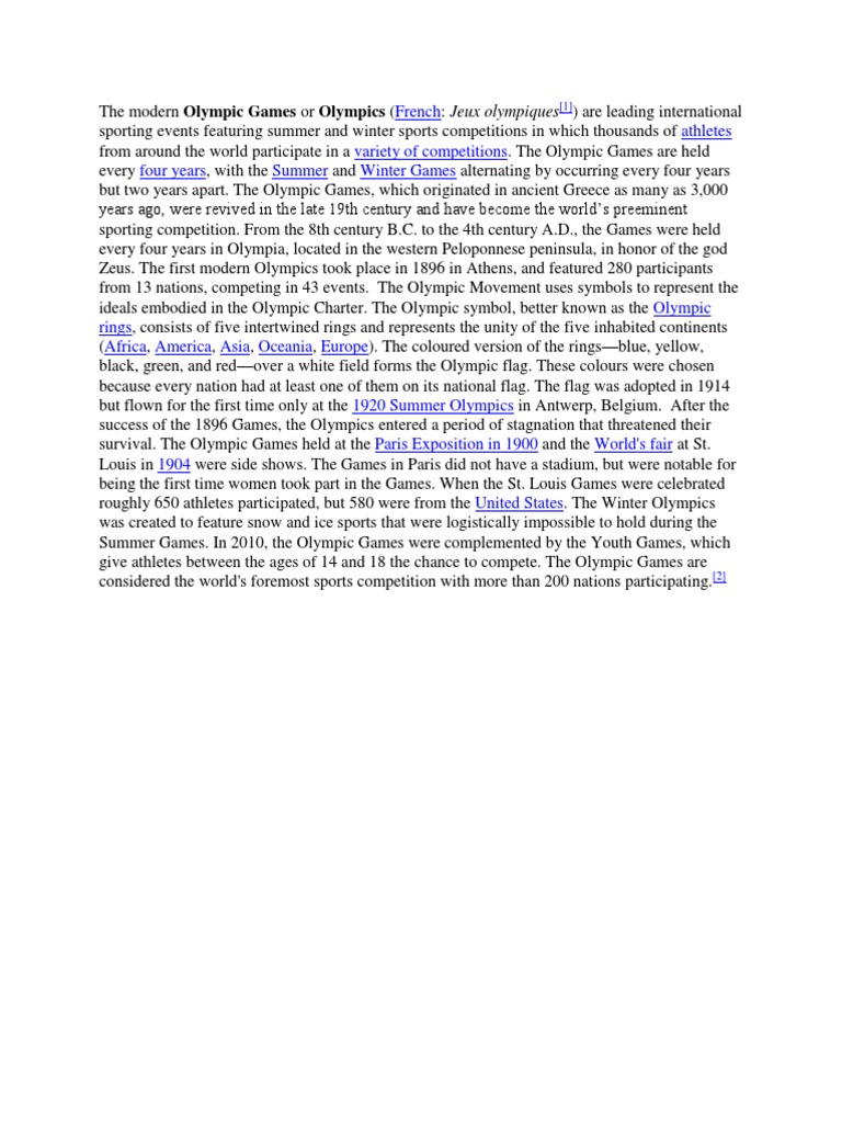 Overview of the Olympic Games | PDF
