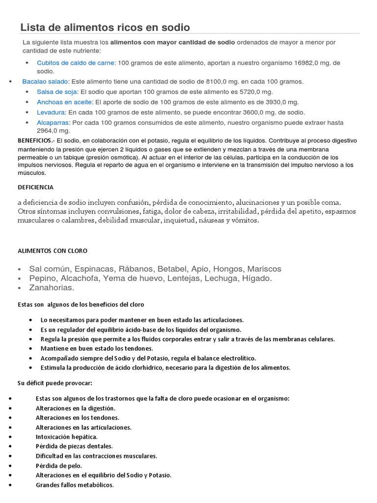 Alimentos Ricos Em Lista De Sodio Veja Quais Sais Minerais Você Não