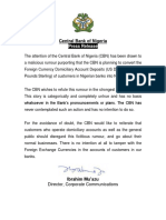 Central Bank of Nigeria: Press Release